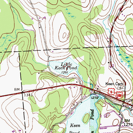 Topographic Map of Little Keen Pond, PA