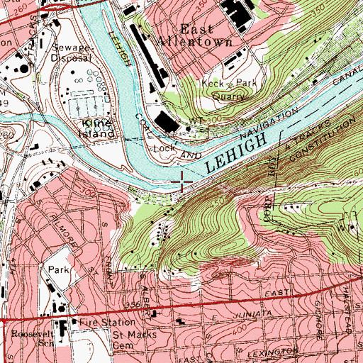 Topographic Map of Little Lehigh Creek, PA