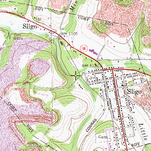 Topographic Map of Little Licking Creek, PA