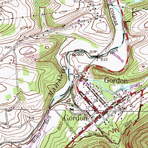 Topographic Map of Little Mahanoy Creek, PA