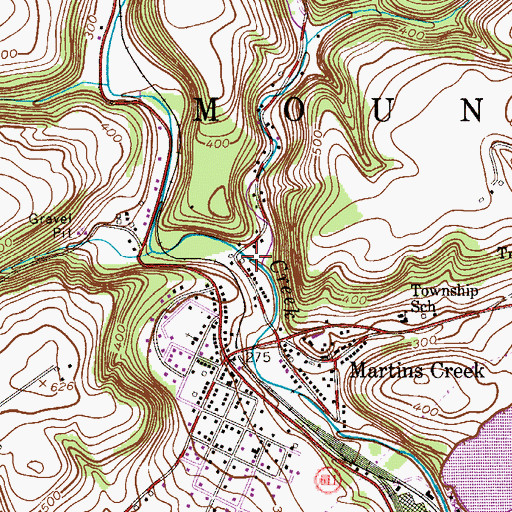 Topographic Map of Little Martins Creek, PA
