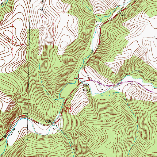 Topographic Map of Little Mill Creek, PA