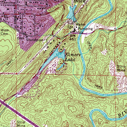 Topographic Map of Elmore Lake, AL