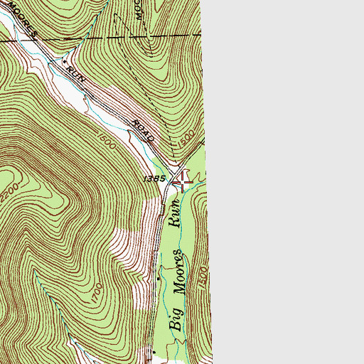 Topographic Map of Little Moores Run, PA