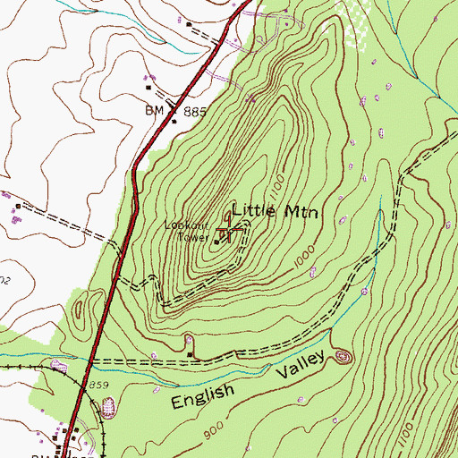 Topographic Map of Little Mountain, PA