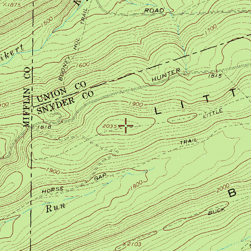 Topographic Map of Little Mountain, PA