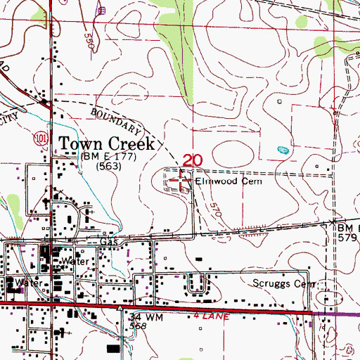 Topographic Map of Elmwood Cemetery, AL