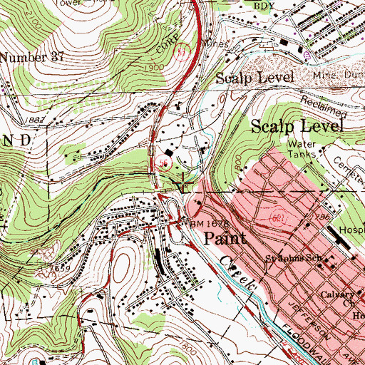 Topographic Map of Little Paint Creek, PA