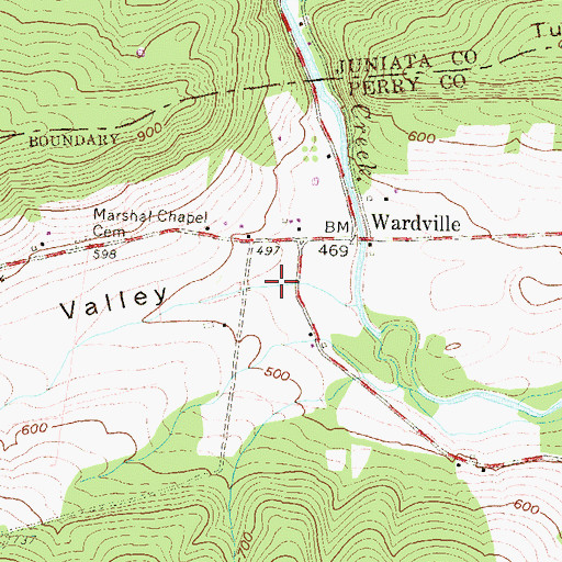 Topographic Map of Little Pfoutz Valley, PA