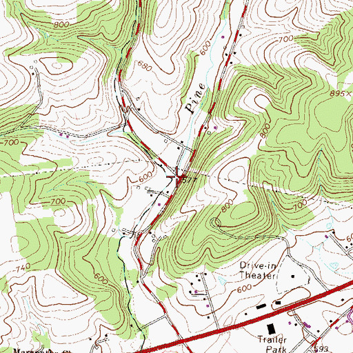 Topographic Map of Little Pine Run, PA
