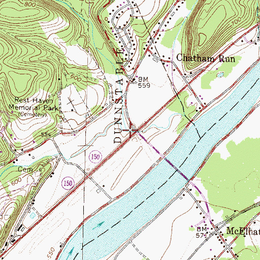 Topographic Map of Little Plum Run, PA