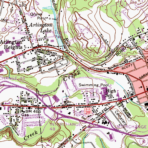 Topographic Map of Little Pocono Creek, PA