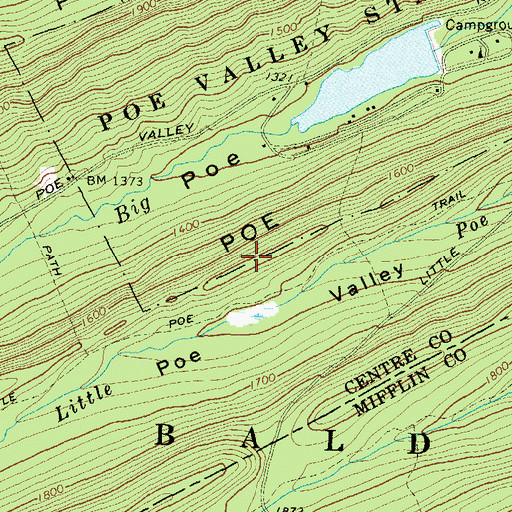 Topographic Map of Little Poe Mountain, PA
