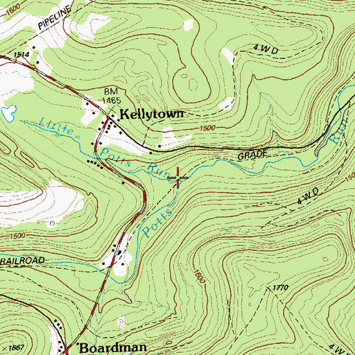 Topographic Map of Little Potts Run, PA