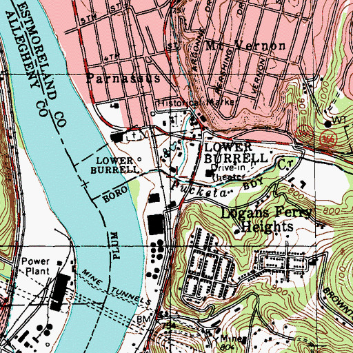 Topographic Map of Little Pucketa Creek, PA