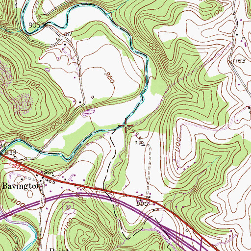 Topographic Map of Little Raccoon Run, PA