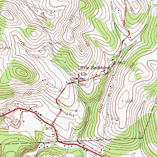 Topographic Map of Little Redstone Church, PA