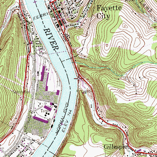 Topographic Map of Little Redstone Creek, PA
