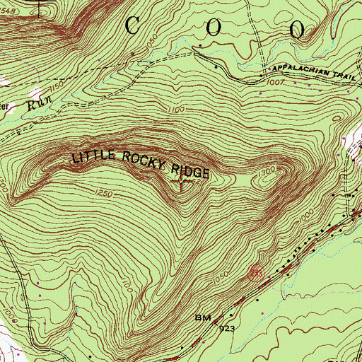 Topographic Map of Little Rocky Ridge, PA