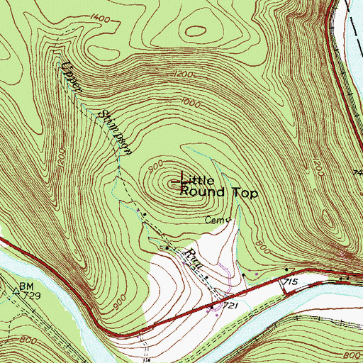 Topographic Map of Little Round Top, PA