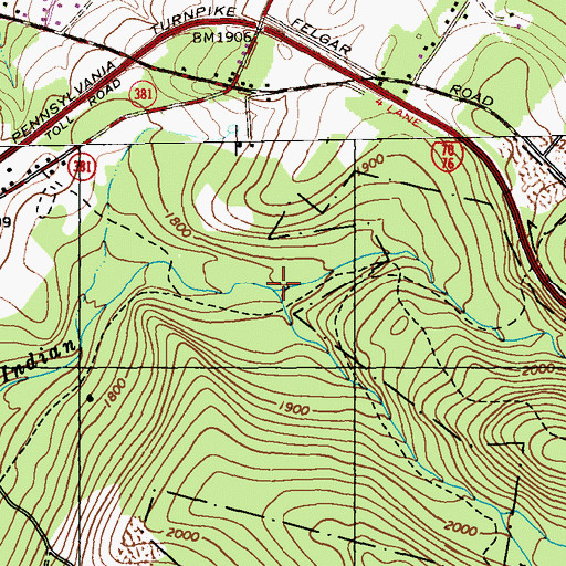Topographic Map of Little Run, PA