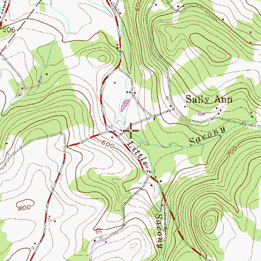 Topographic Map of Little Sacony Creek, PA