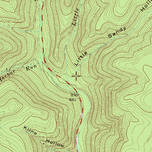 Topographic Map of Little Sandy Hollow, PA