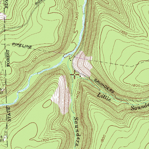 Topographic Map of Little Saunders Run, PA