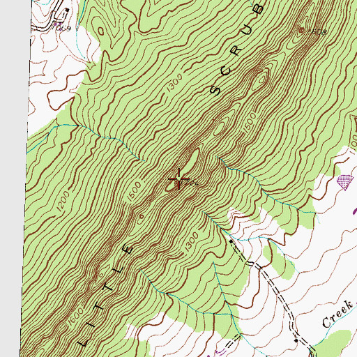 Topographic Map of Little Scrub Ridge, PA
