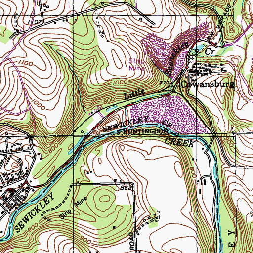 Topographic Map of Little Sewickley Creek, PA