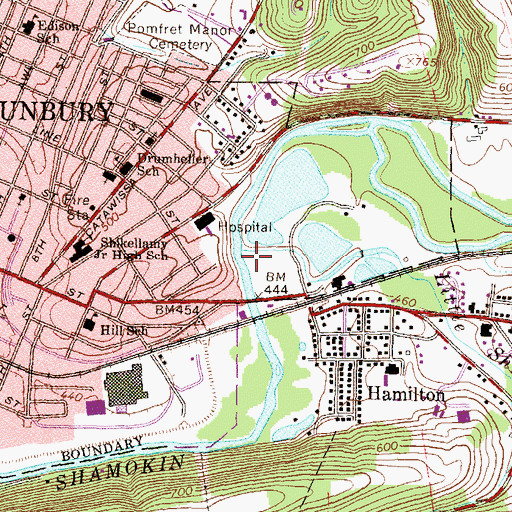 Topographic Map of Little Shamokin Creek, PA