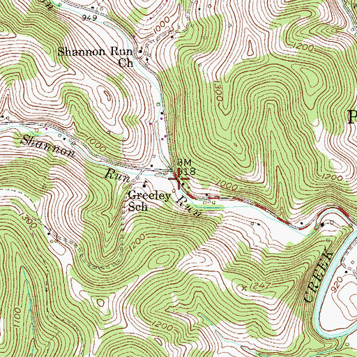 Topographic Map of Little Shannon Run, PA