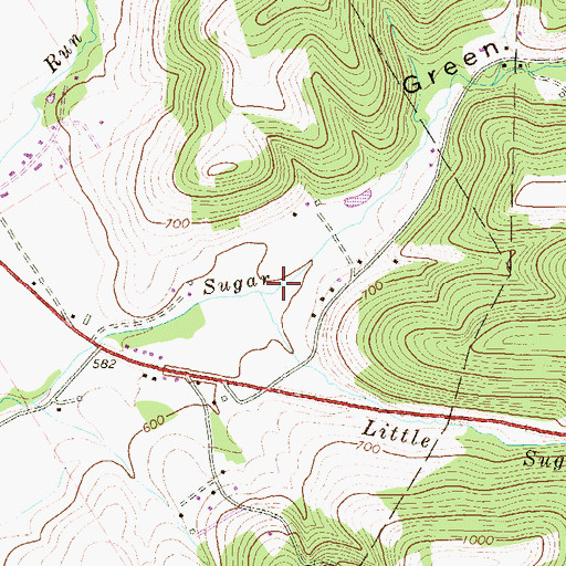 Topographic Map of Little Sugar Run, PA