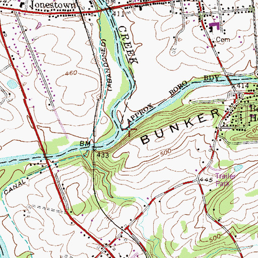 Topographic Map of Little Swatara Creek, PA
