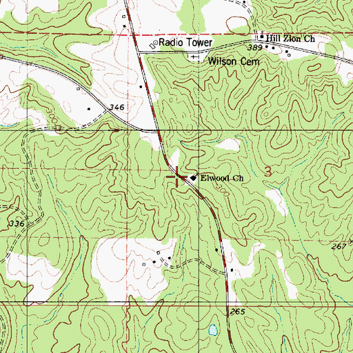 Topographic Map of Elwood Church, AL