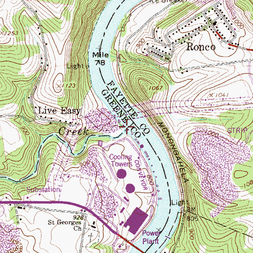 Topographic Map of Little Whiteley Creek, PA
