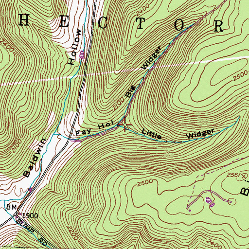 Topographic Map of Little Widger, PA