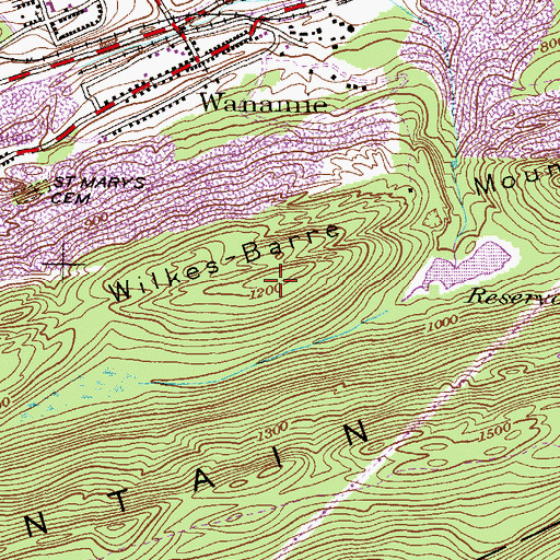 Topographic Map of Little Wilkes-Barre Mountain, PA