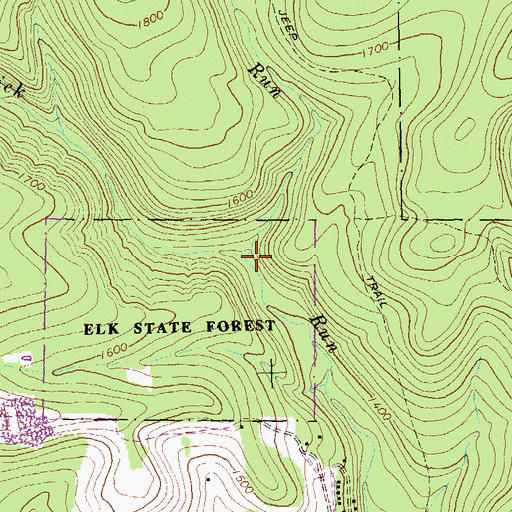 Topographic Map of Little Wolf Lick Run, PA