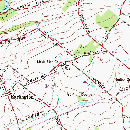 Topographic Map of Little Zion Church, PA