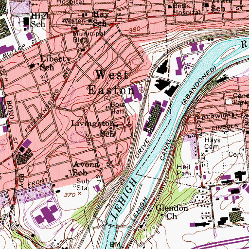 Topographic Map of Livingston School, PA