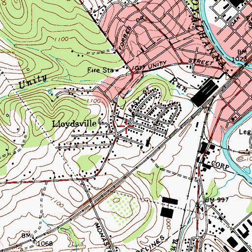 Topographic Map of Lloydsville, PA