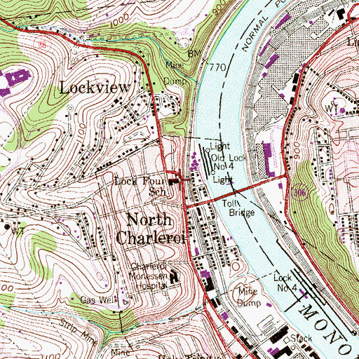 Topographic Map of Lock Four School, PA