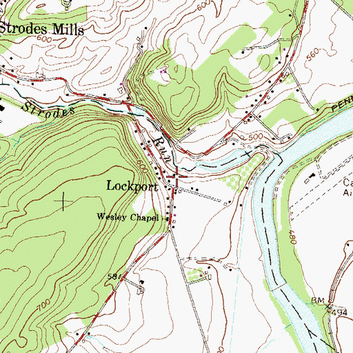 Topographic Map of Lockport, PA