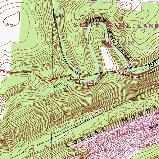 Topographic Map of Locust Creek, PA