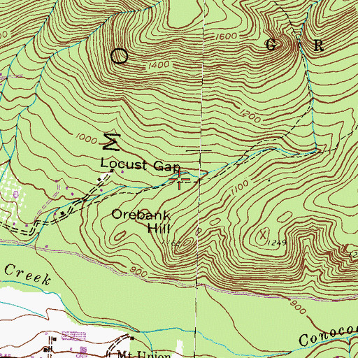Topographic Map of Locust Gap, PA