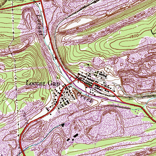 Topographic Map of Locust Gap, PA