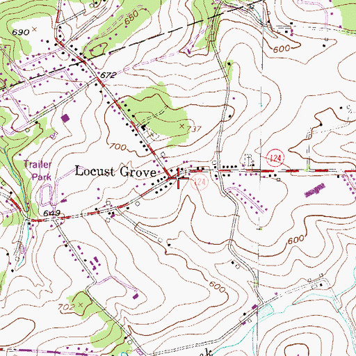 Topographic Map of Locust Grove, PA