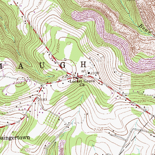 Topographic Map of Locust Grove Church, PA