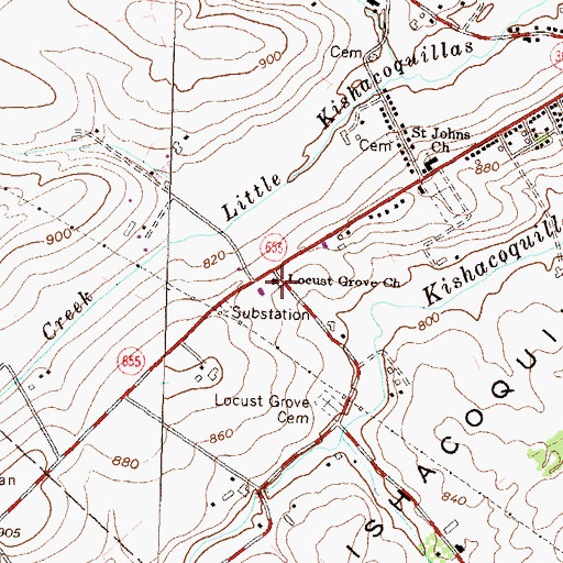 Topographic Map of Locust Grove Church, PA